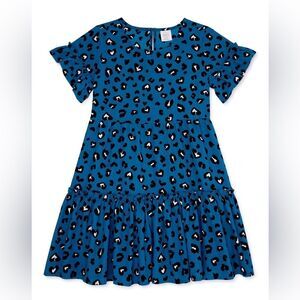 🎇3/$30🎇 Girls Blue Short Sleeve Leopard Print Casual Dress